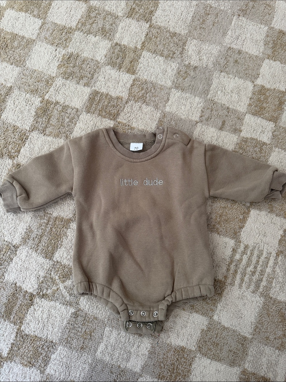Little Dude Taupe One-Piece Romper for Kids